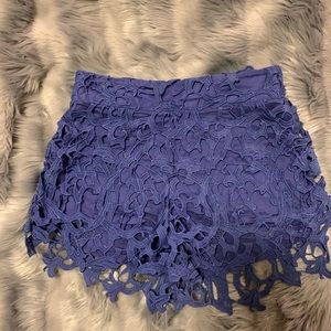 Blue lace shorts